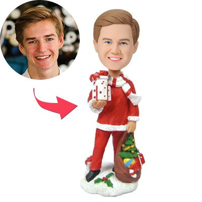 Christmas Gift Santa's Male Helper Custom Bobblehead With Engraved Text